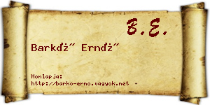 Barkó Ernő névjegykártya